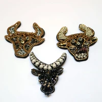 diy embroidered beaded patches for clothing sew on rhinestone cow parche appliques decoration badge parche