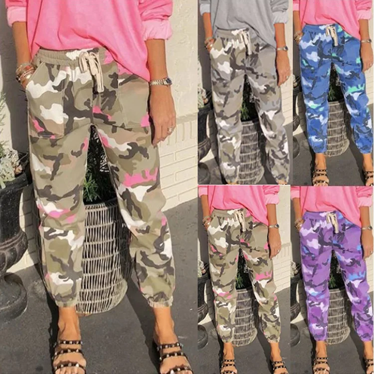 

Nice Pop camouflage women's cotton overalls mid-waist casual pants