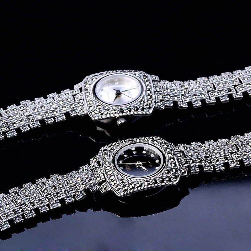 Женские часы с браслетом модные из стерлингового серебра 925 пробы