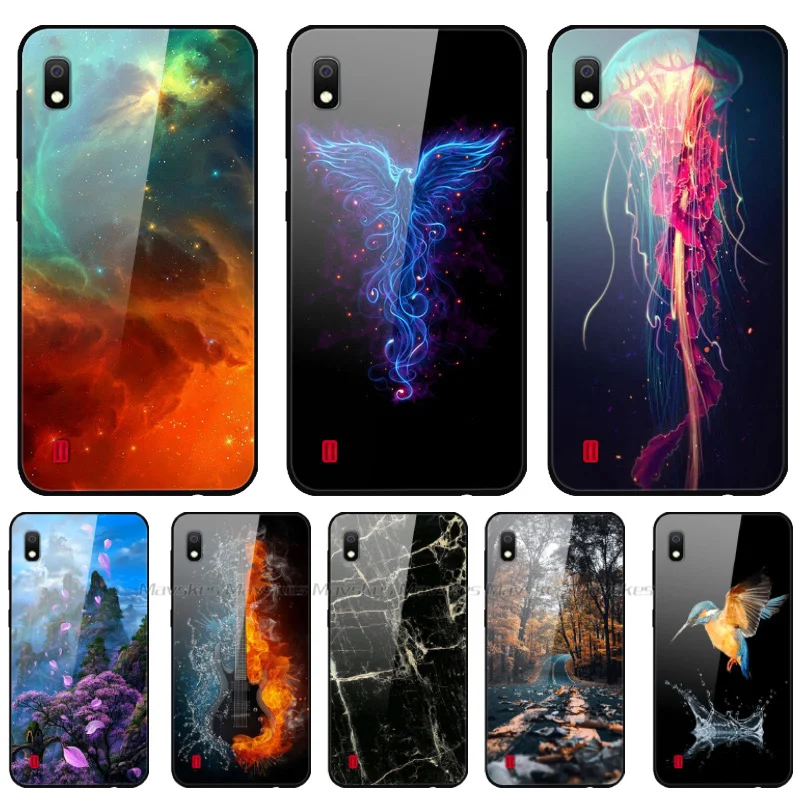 Чехол для телефона из закаленного стекла Samsung A10 задняя крышка Galaxy силиконовый