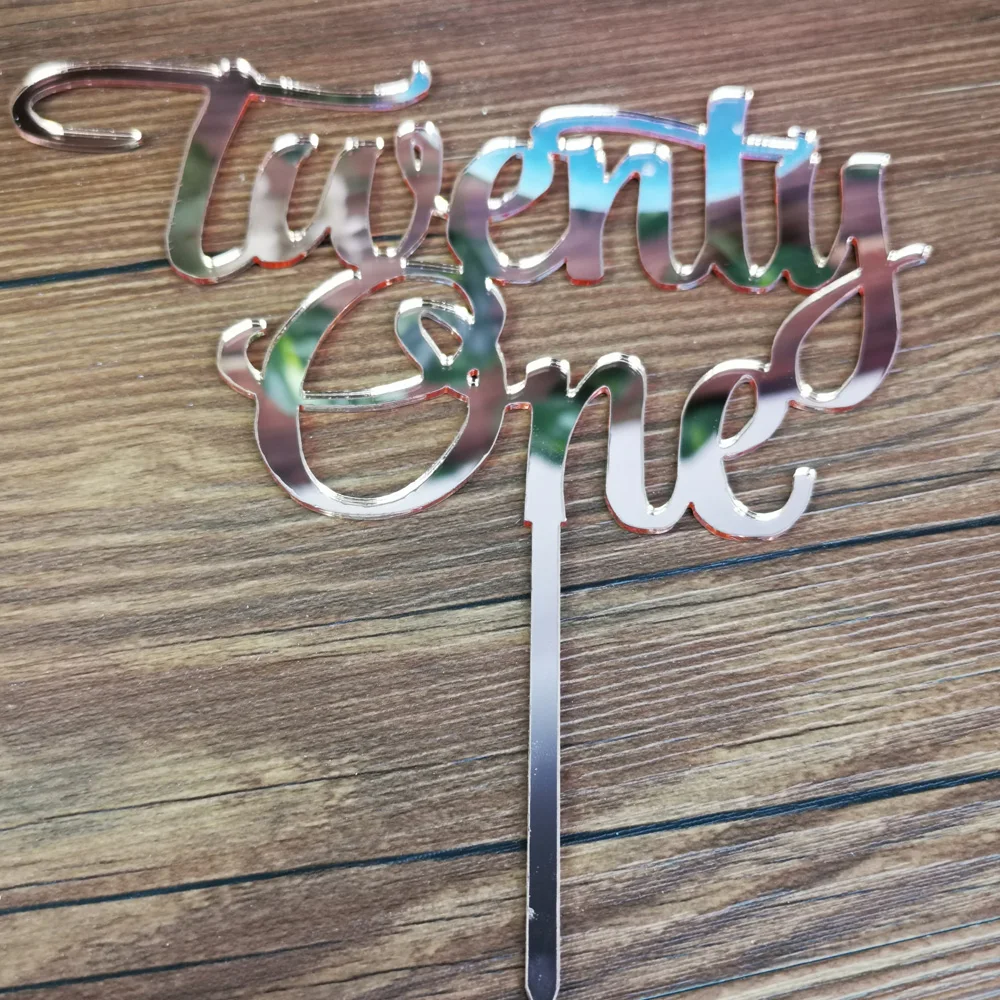 Топпер для торта на 21 день рождения Twenty One цвет розовое золото акриловый