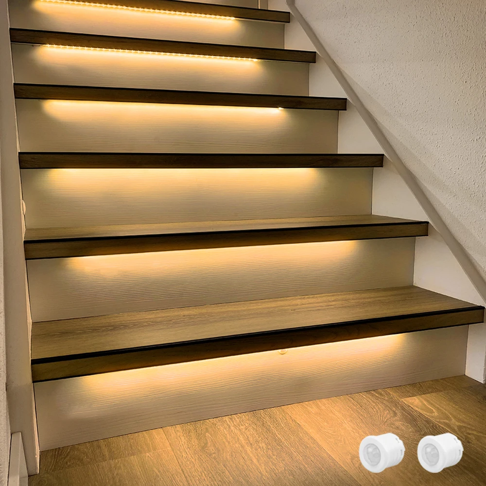 14-16 Steps  Warm White 1.3M LED Strip Automatic stair lighting with Motion Sensor-Plug and Play