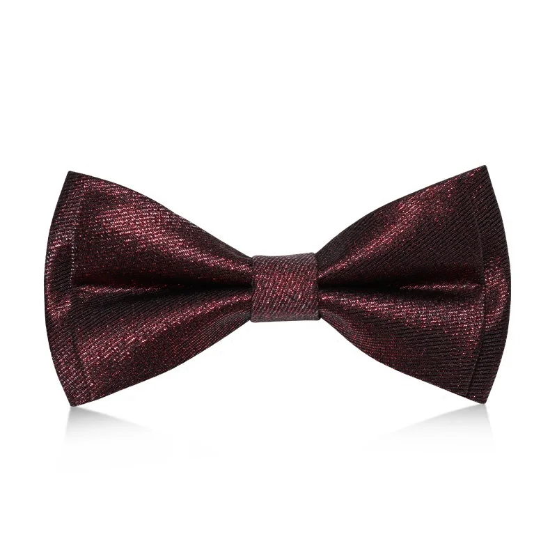 

2020 Brand New Fashion Men's Bow Ties Double Fabric Dark Red Bright Silk Twill Bowtie Banquet Party Butterfly Tie with Gift Box