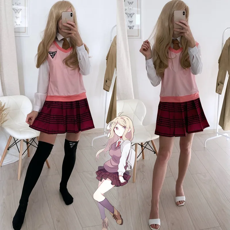 Danganronpa V3 Kaede Akamatsu Cosplay Costumes Women Dresses Anime Shirt Vest Skirt Socks Girl JK School Uniform images - 6