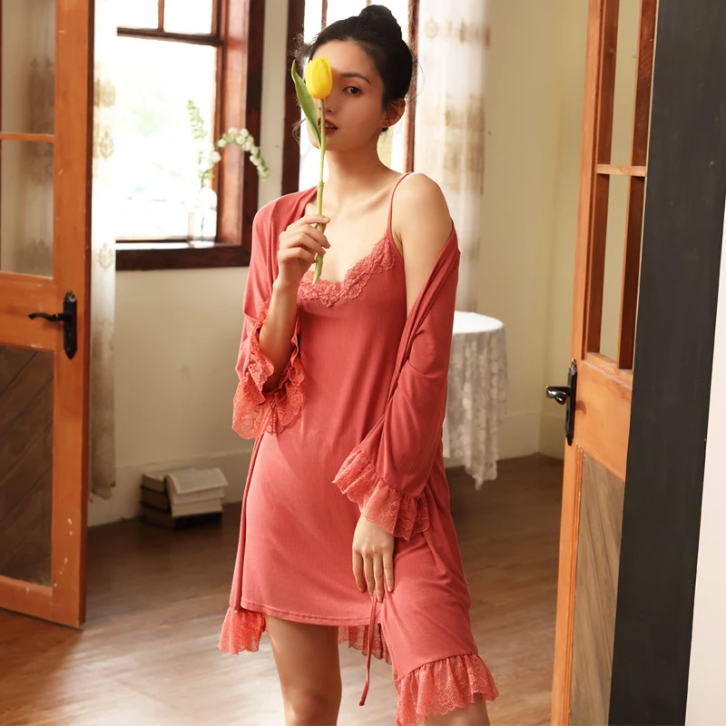 Комплект из 2 предметов кимоно халат сексуальный комфортный модал кружево