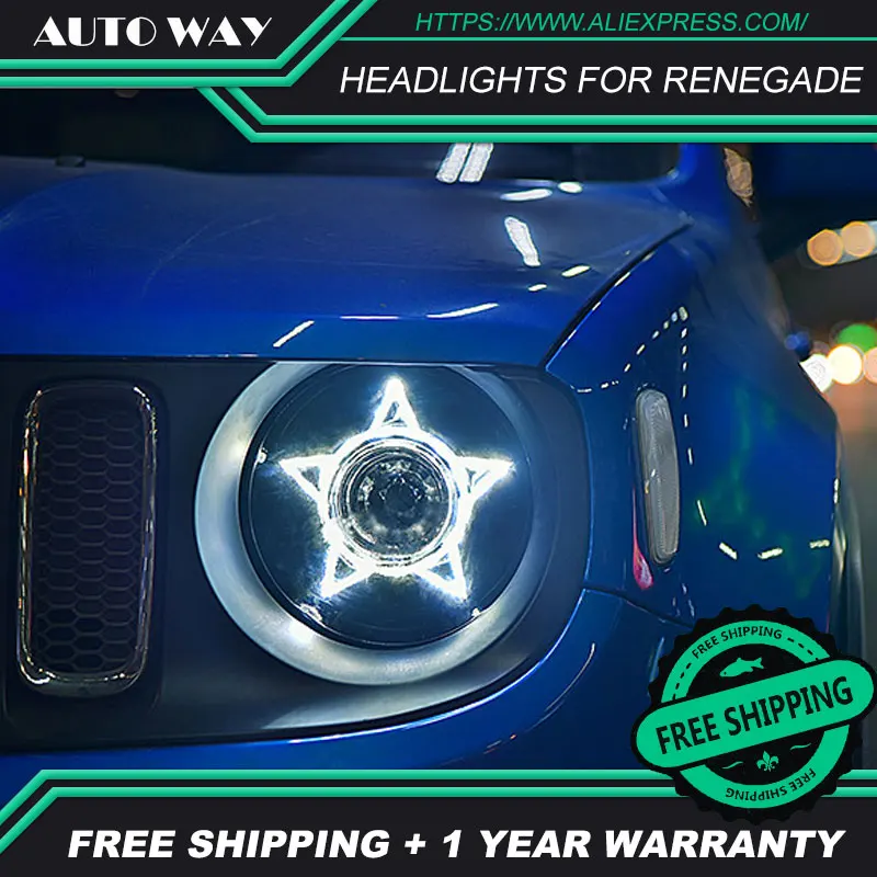 

Car stying Case For Jeep Renegade LED Head Lamps 2015-2018 Renegade LED Renegade Headlight LED DRL Bi Xenon Lens