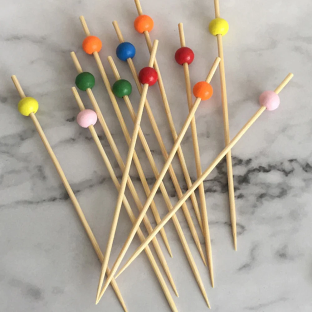 

100pcs Disposable Fruit Food Picks Bamboo Cocktail Drink Picks Sticks Party Supplies Favors for Bar