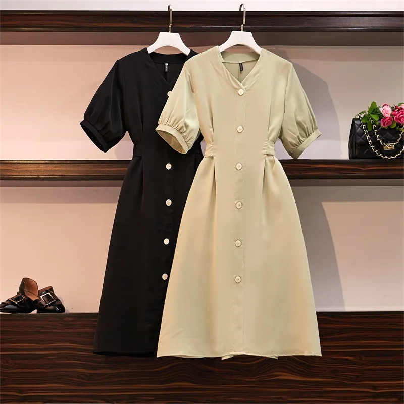 Женское платье с высокой талией и v-образным вырезом короткими рукавами завязкой