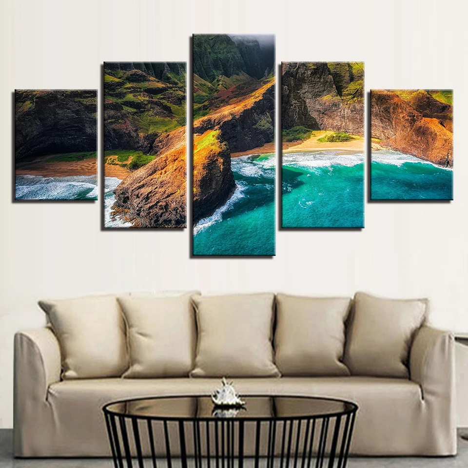 Embelish 5 Panels Modern Home Decor Modular Pictures HD Print Canvas Paintings Kauai Hawaii Landscape Wall Art Posters Bedroom | Дом и сад