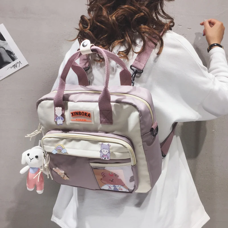 

Women's small schoolbag, Korean youth multifunctional schoolbag, travel bag, shoulder belt raincoat.