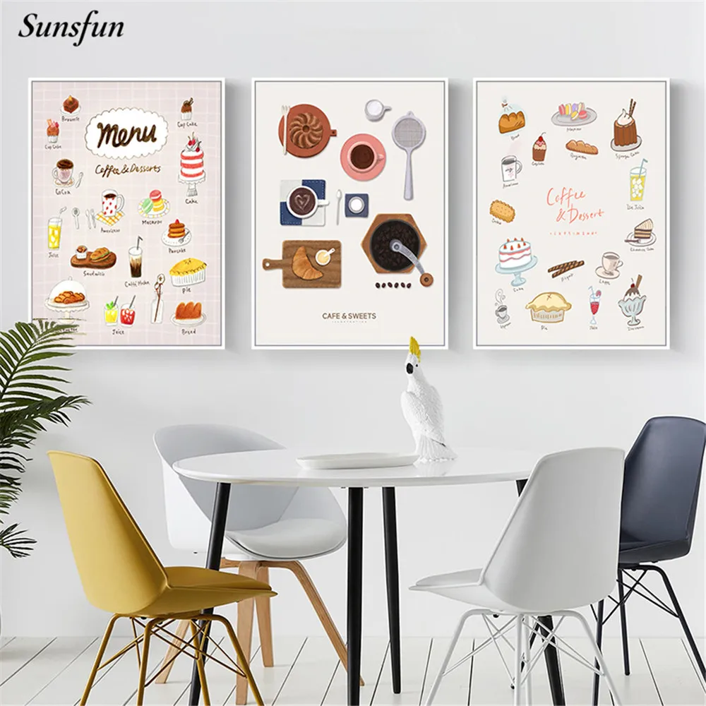 Sunsfun нарисованная вручную Картина на холсте для гурманов плакат в скандинавском