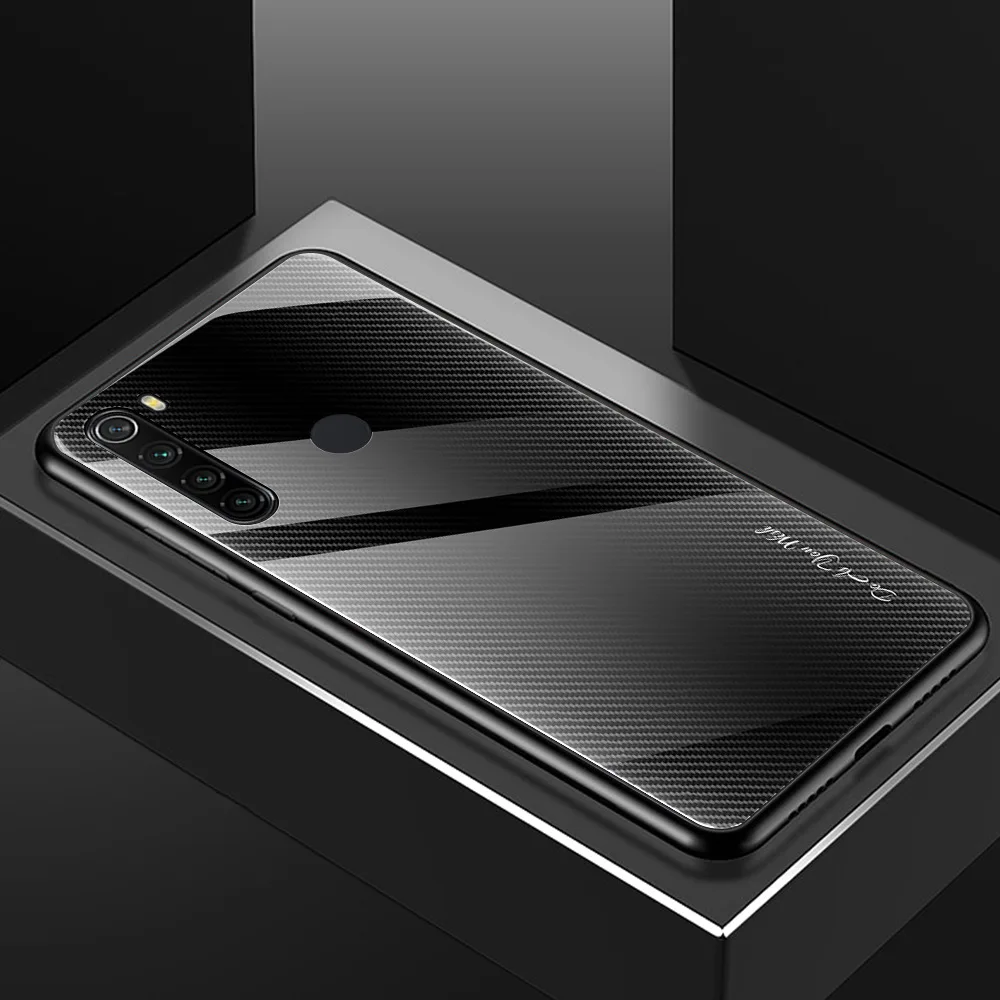 Чехол из закаленного стекла для Xiaomi Redmi Note 8, Ударопрочный Мягкий каркас, жесткая стеклянная задняя крышка для Xiaomi Redmi Note 8 Pro