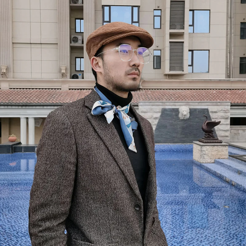 

2021 Ronyu Autumn Winter Men Hats Berets British Western Style Flat Ivy Cap Classic Vintage Women Newsboy Hat Size M-xl Blm273