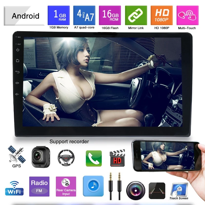 Автомагнитола 2Din универсальная 9 дюймовая Android 8 1 Dvd плеер Gps навигация Wi Fi Bluetooth Mp5