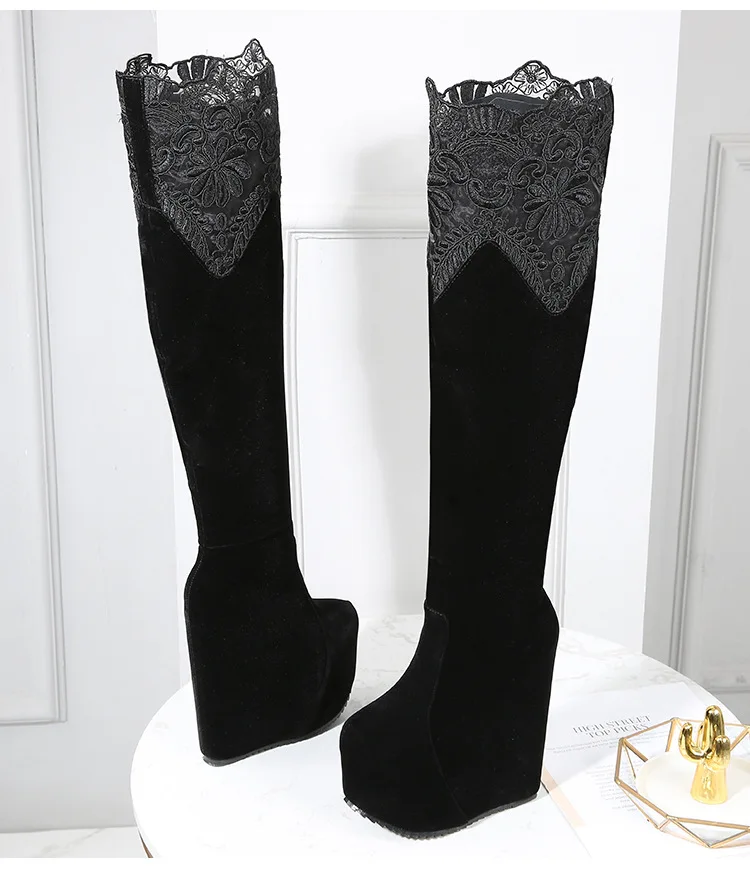 Сексуальные привлекательные сапоги до колена с тонким перекрестным каблуком и