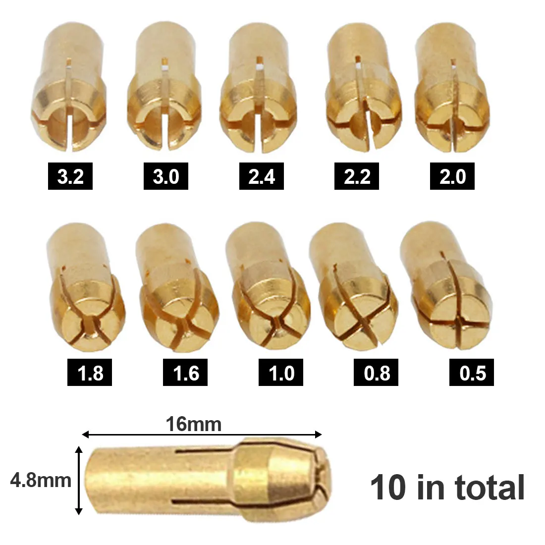 

Rotary Tool 10pcs Power Tool Mini Drill Brass Collet Chuck for Dremel Accessories Machine Polishing Engraver Electric Tool