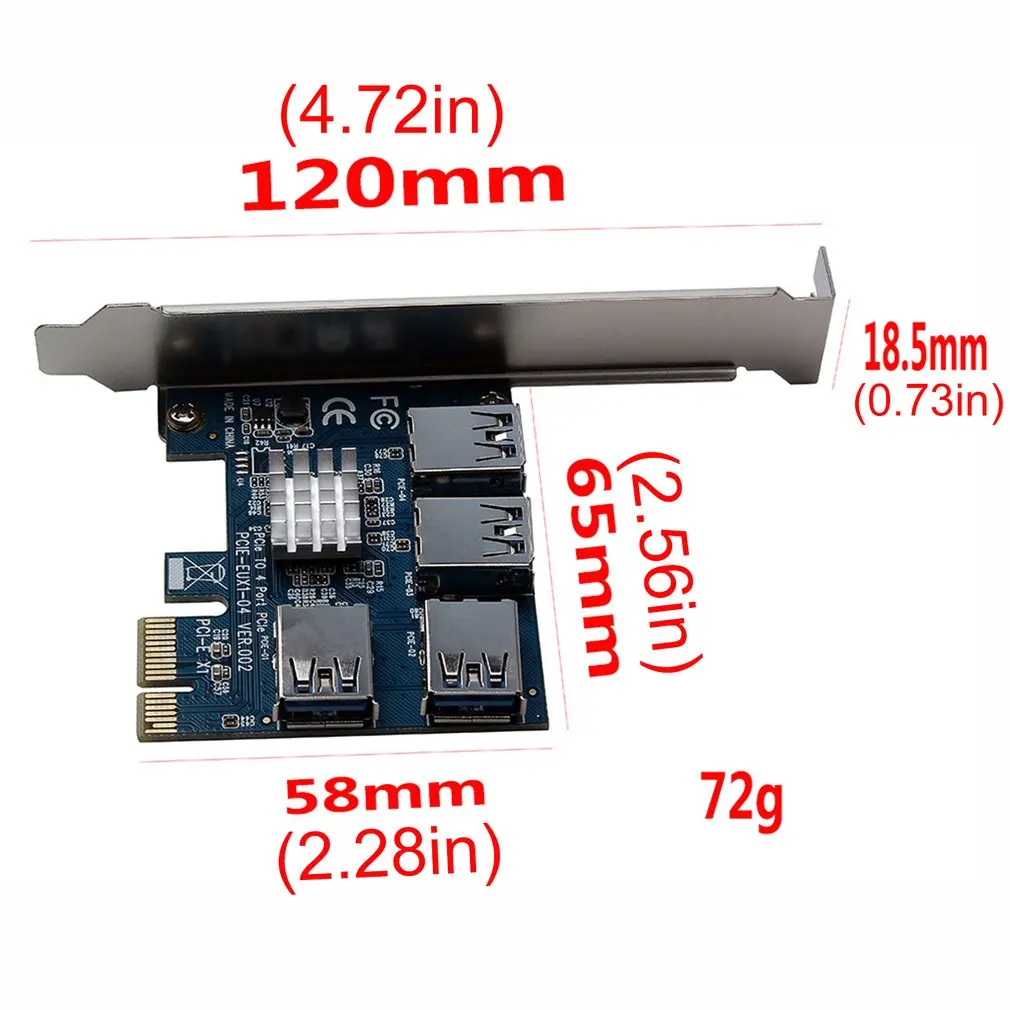 

PCI-E One To Four USB3.0 Interface Expansion Card Multiplier Hub Adapter For Mining Miner BTC Devices