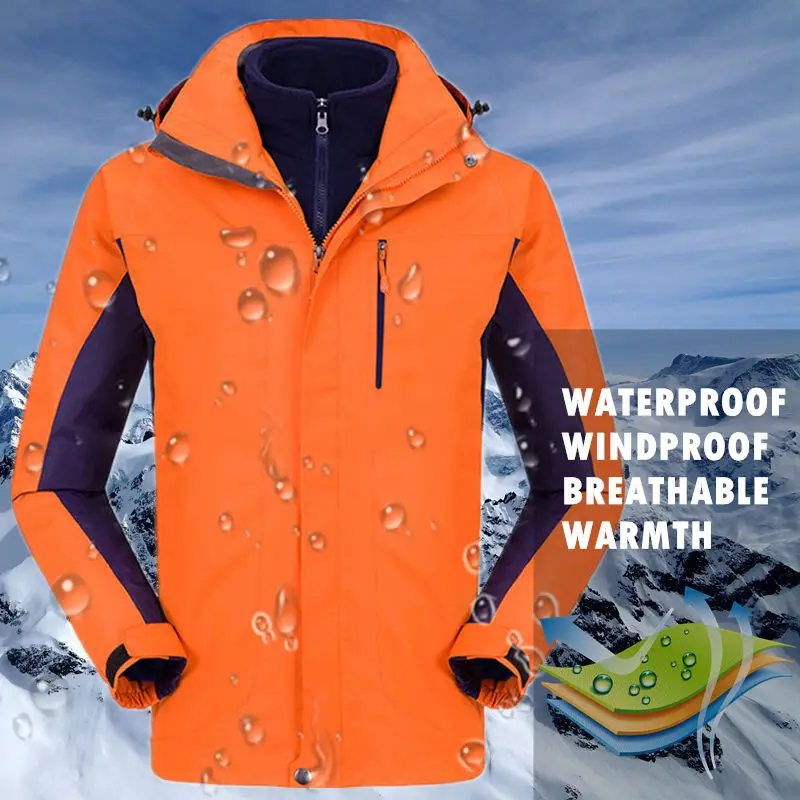 Mens And Womens Hiking Jacket Windproof Detachable Warm Fleece Coat Outdoor Sport Couples Mountain Trekking Camping | Спорт и