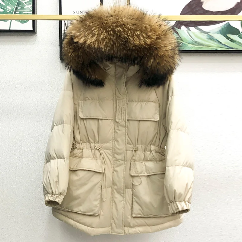 Куртка Janveny женская зимняя парка с 90% белым утиным пухом приталенный пуховик