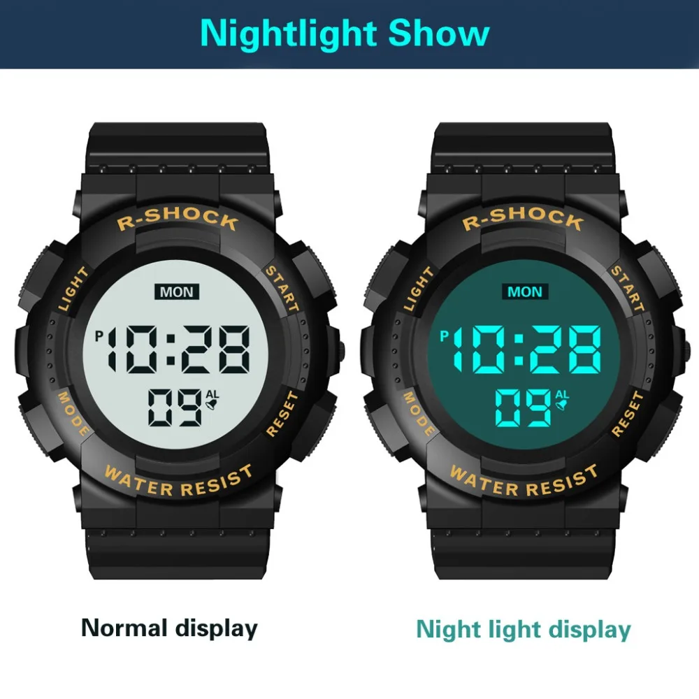 HONHX Relogio Digital Masculino, простые спортивные часы с циферблатом, Мужские Цифровые, светодиодный, водонепроницаемые часы, дата, электронные часы A15