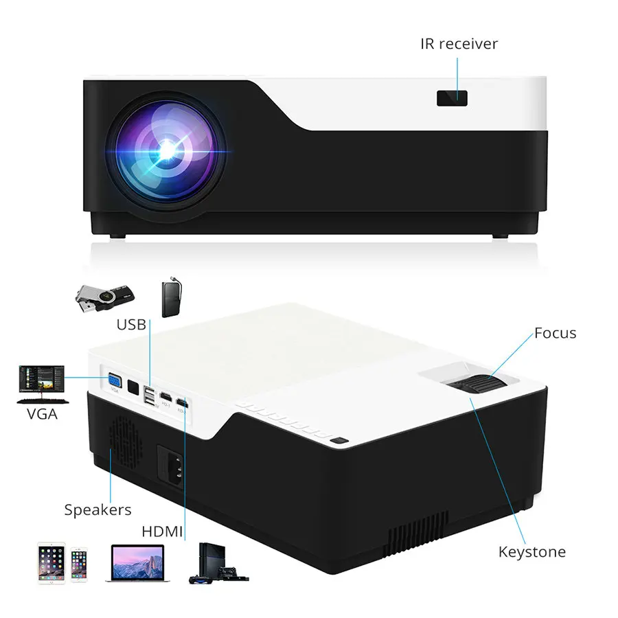 Vivicine M18 Full HD светодиодный проектор, дополнительно Android 9,0 HDMI USB PC 1080p домашний мультимедийный видеопроектор