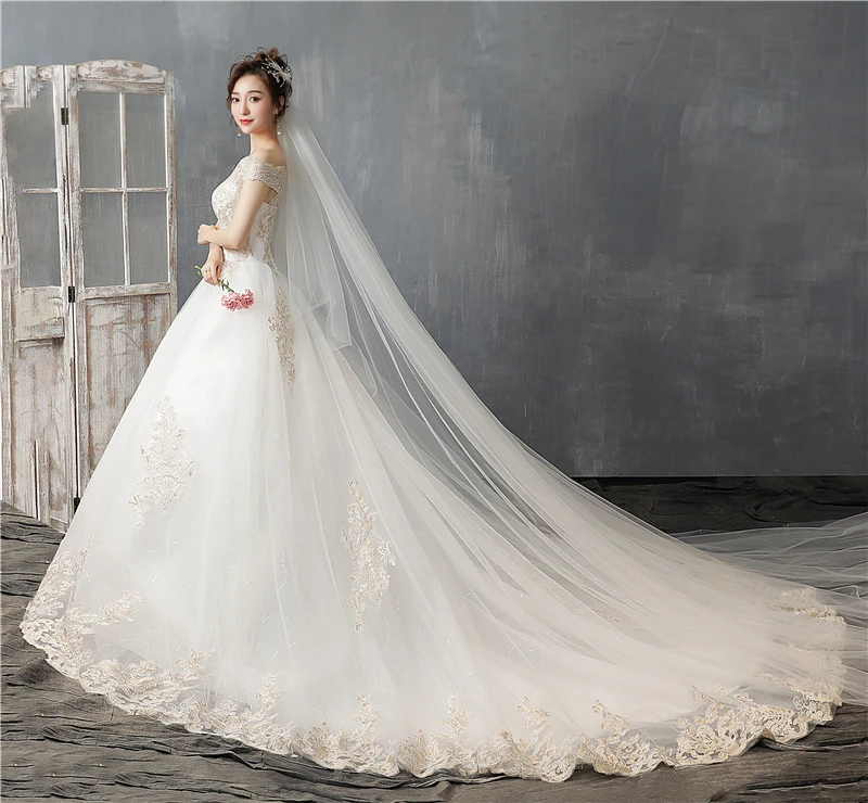 Новинка красивое свадебное платье с открытыми плечами и коротким рукавом