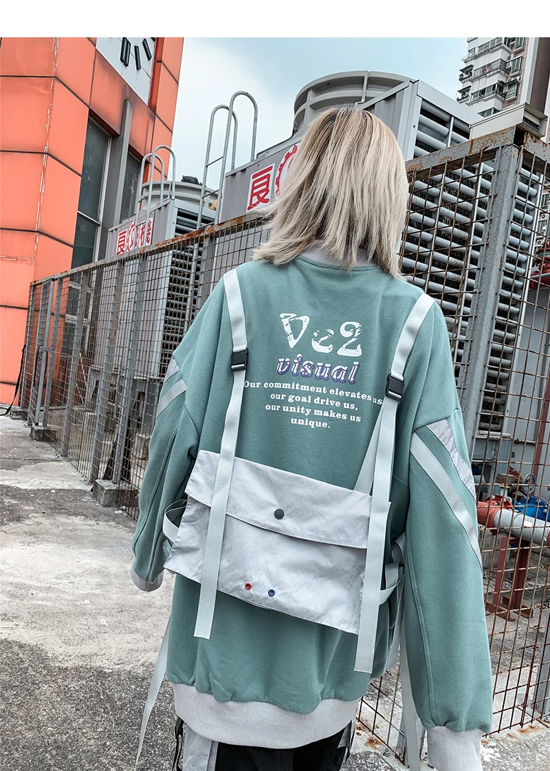 LENSTID осень мужской хип хоп кардиган бейсбольные куртки съемный карман Harajuku уличная пряжка с лентой дизайн Брендовые пальто