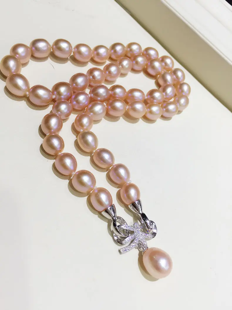 

Великолепное ожерелье из розового барочного жемчуга 9-10 мм цвета южного моря 18 дюймов