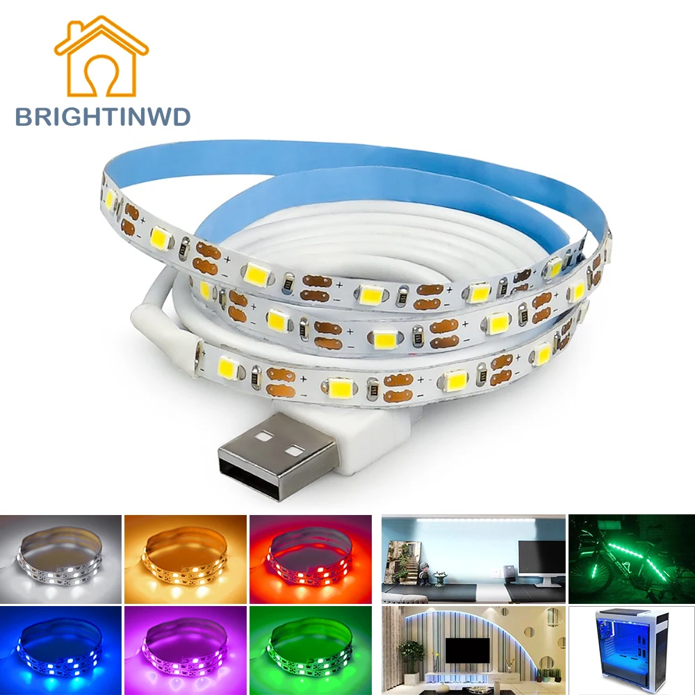 ТВ фон 5В USB Светодиодные ленты светильник ing 50 см 1 м 2 3 Кабель для