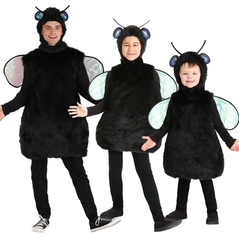 

Adult Boy and Girl Kids Halloween Carnival Party Animal Costume Black Little Fly Masquerade Cosplay Wings