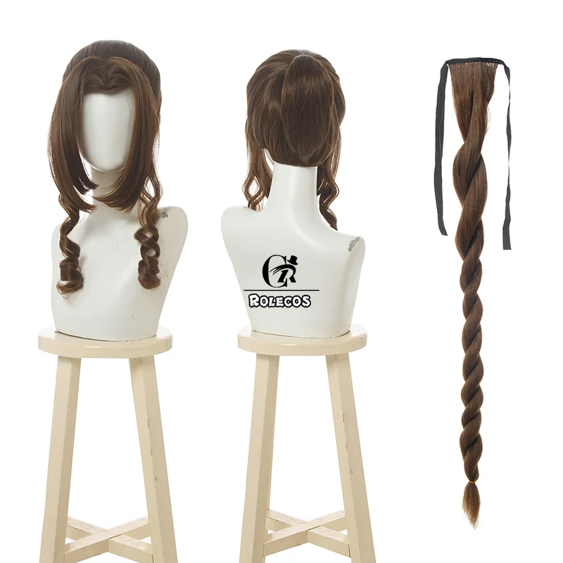 Парик для косплея ROLECOS Game FF VII 7 длинный синтетический парик Aerith gainsfun FF7 Aeris