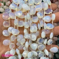 synthetic whte opal stone spacer loose bead high quality 10x14mm faceted drop shape diy gem jewelry making accessories a4331