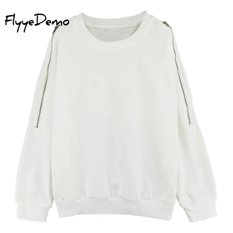 

Zipper Autumn Spring Casual Solid Sweatershirts Womens Loose Pullover Cute Youg Girls Hoodies Female Clothes Gray Oversize