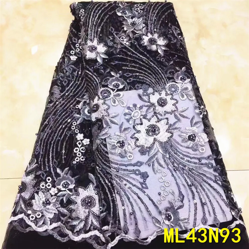 

BEAUTIFICAL african sewing lace fabrics material for dress french with sequins tulle net lace nigerian ML43N93
