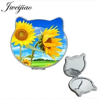 jweijiao yellow sonflower scenery photos accessories tools vanity mirror magnifying mini 1x2x plant ear shaped espejos xr08