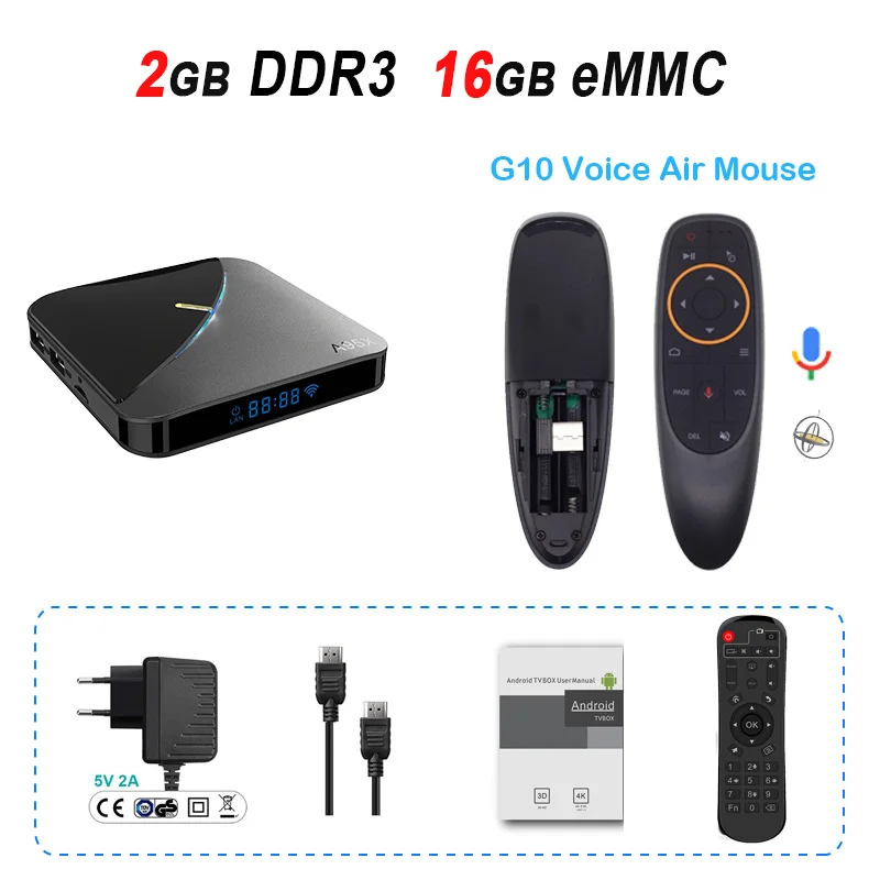 2GB 16GB G10 A95X F3 Air Smart tv Box Amlogic S905X3 Android 9,0 tv Box 4GB 64GB 2,4G 5G Wifi 8K RGB светильник медиаплеер 4K Netflix A95X Box - Цвет: 2GB 16GB G10