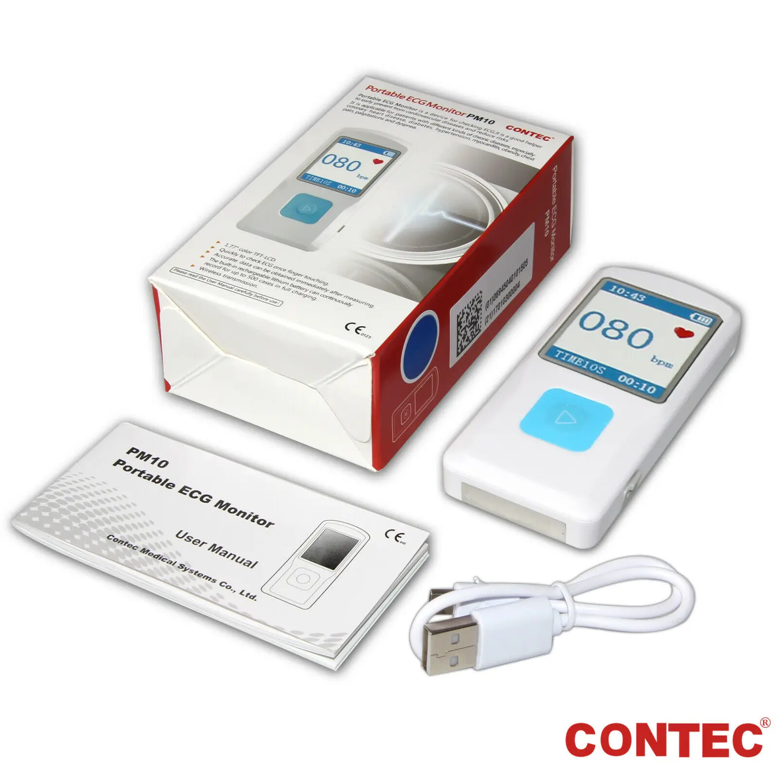Genuine CONTEC Handheld Portable ECG EKG Machine Heart Beat Monitor LCD USB Bluetooth PM10 with Software App for Ios Android | Красота и