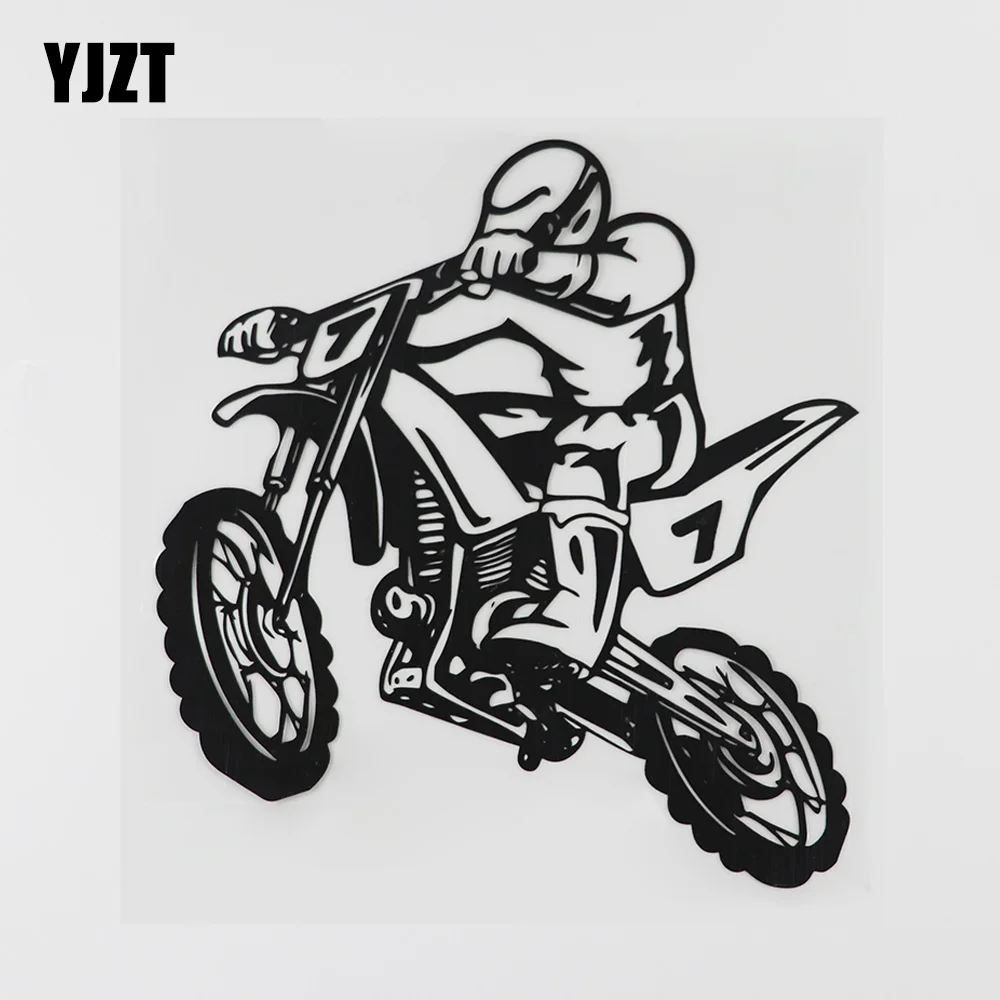 

YJZT 19.5CMX21.2CM Cool Dirt Bike Stunt Motocross Vinyl Car Sticker Black/Silver 8A-0908