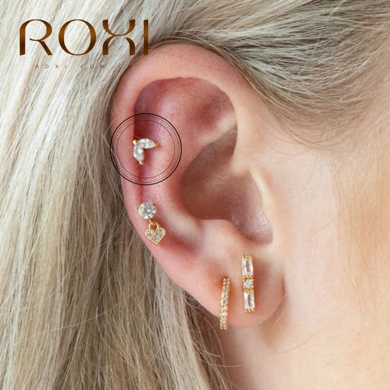 Женские серьги-гвоздики из серебра 925 пробы в виде сердца | Украшения и аксессуары