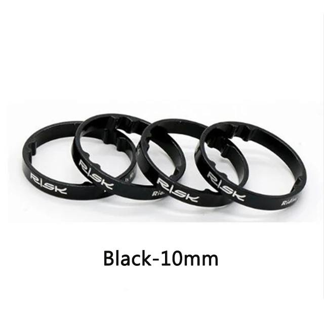 10mm-Black 4 шт., риск 5 мм/10 мм, алюминиевая велосипедная гарнитура, передняя вилка, шайбы MTB, горная дорога, велосипед, мертвые мухи, полый, легкий, шток, прокладки - Цвет: 10mm-Black