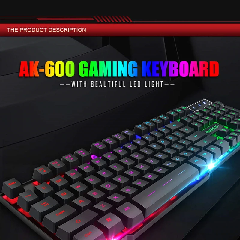 Teclado Klavye Gamer Ak-600 Pc игровая клавиатура Проводная Механическая светящаяся 104