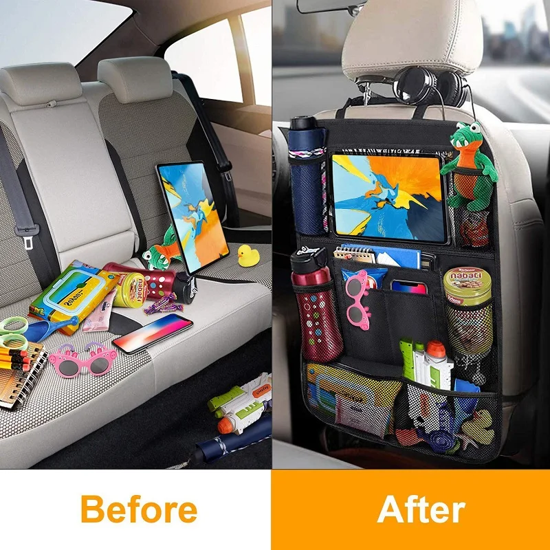 21pc car seat back protector cover multi pocket storage bag touch screen tablet holder storage organizer anti kick mat for kid free global shipping
