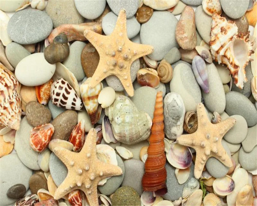 

Home Decor 3d Floor Wallpaper Beautiful Starfish Shell HD Water Resistant Living Room Bedroom Floor Wallpaper