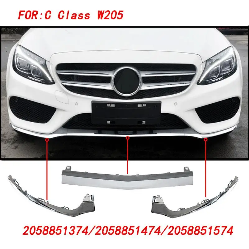 

Front Bumper Lip Body Kit Spoiler Splitters For Benz C Class W205 C205 Coupe C300 C400 C63 AMG 2058851374/2058851474/2058851574