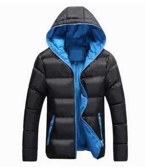 blackblue Куртки мужские зимняя повседневная верхняя одежда ветровка Jaqueta Masculino Slim Fit с капюшоном модные пальто Homme Большие размеры - Цвет: blackblue