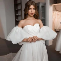 moonlightshadow luxury wedding dresses a line strapless half sleeves puff sleeve chic elegant furcalbridal gown %d1%81%d0%b2%d0%b0%d0%b4%d0%b5%d0%b1%d0%bd%d0%be%d0%b5 %d0%bf%d0%bb%d0%b0%d1%82%d1%8c%d0%b5