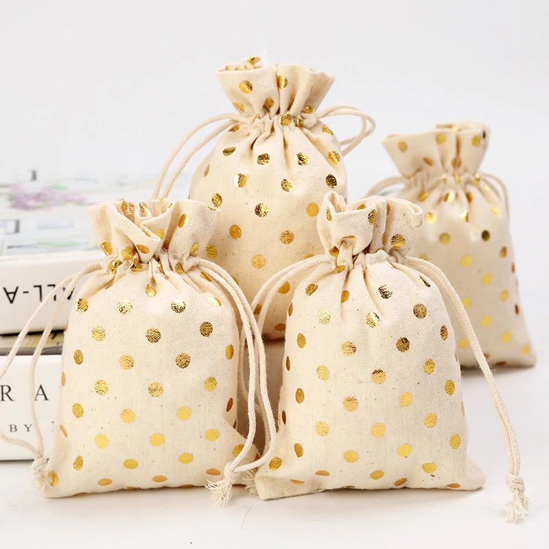 

Natural Jute Linen Bronzing Bundle Pockets Environmentally Friendly Use Storage Drawstring Jewelry Christmas Gift Bags