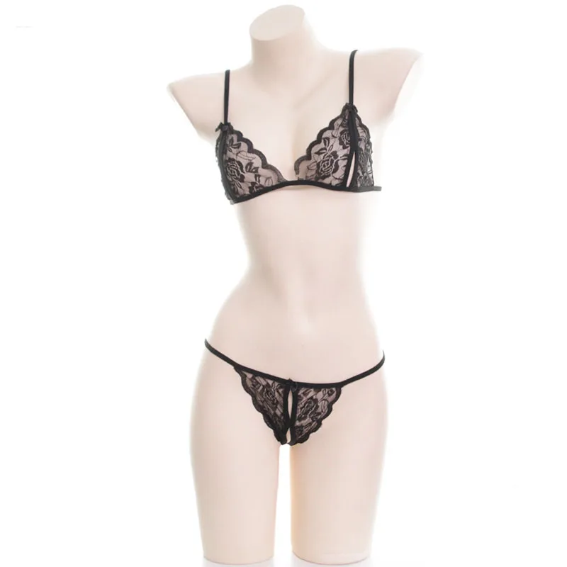 Женские кружевные комплекты нижнего белья Kawaii сексуальные трусики с низкой