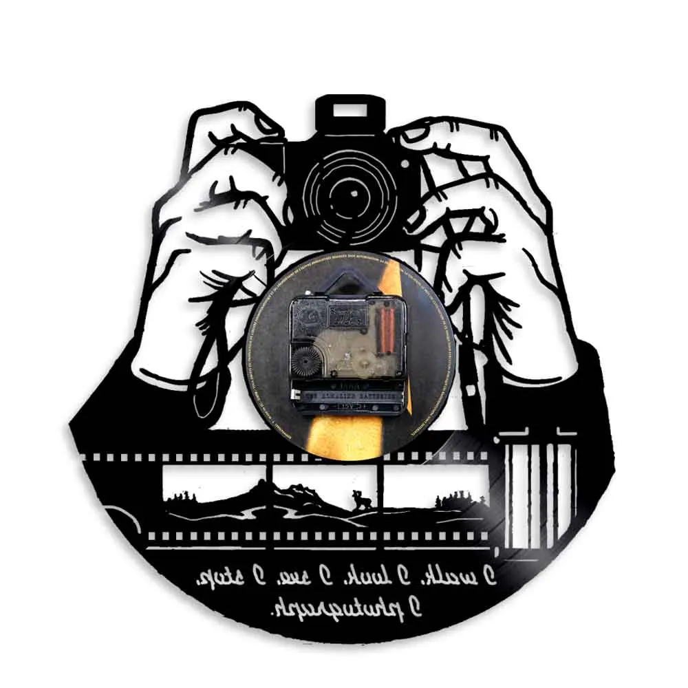 Настенные часы с декором для фотосъемки, современный дизайн, кварцевые виниловые настенные часы для фотостудии, декоративные настенные часы