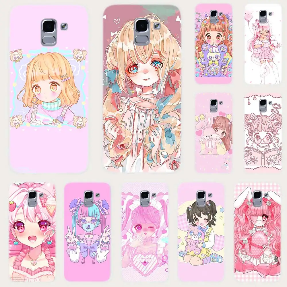 Мягкий чехол из ТПУ для Samsung Galaxy J6 J8 J5 J7 J4 Plus 2018 2016 2017 EU Prime Pro CORE anime girl pink|Бамперы| |